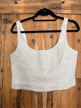 Banana Republic Linen Blend Scoop Neck Cropped Tank Top - Natural Size 6